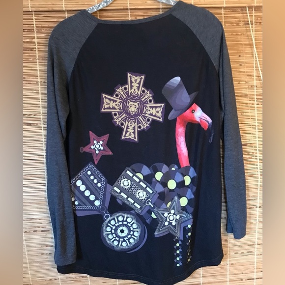 U Dear Long Sleeve Top With Flamingo No Size Tag See Measurements. - Picture 3 of 5